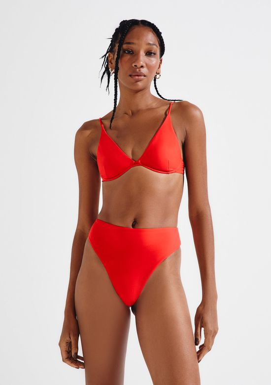 Foto do produto: Calcinha Biquíni Cintura Alta Com Fio LYCRA® - Vermelho