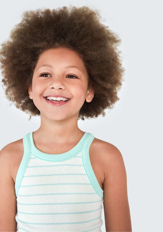 Foto do produto: Regata Cropped Infantil Menina Em Ribana - Azul