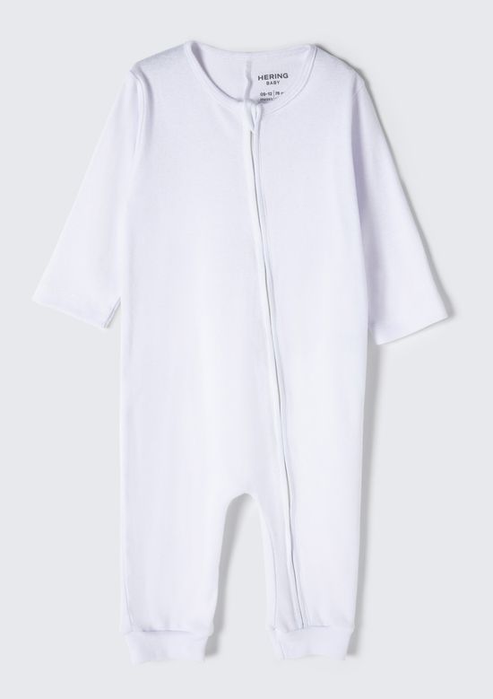 Foto do produto: Macacão Bebê Unissex Longo Com Zíper Em Ribana - Branco