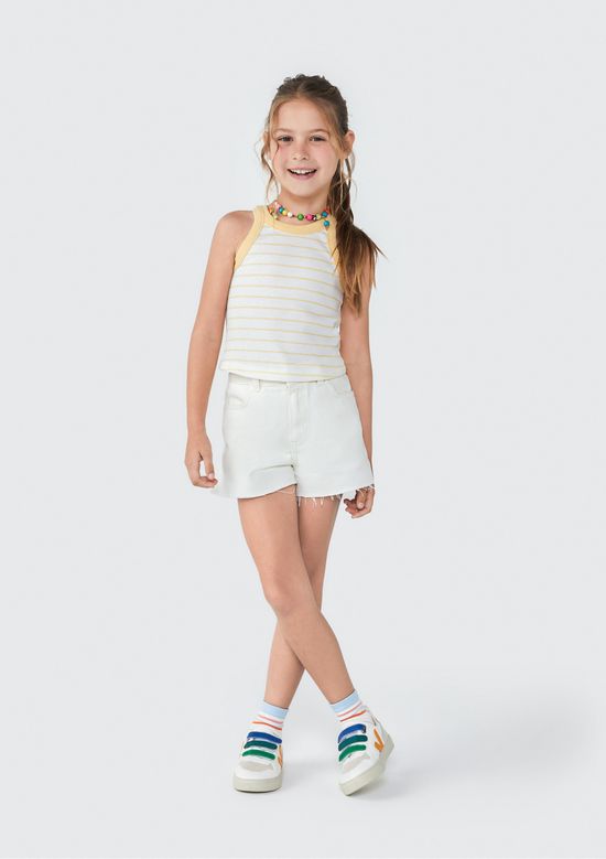 Foto do produto: Regata Cropped Infantil Menina Em Ribana - Amarelo