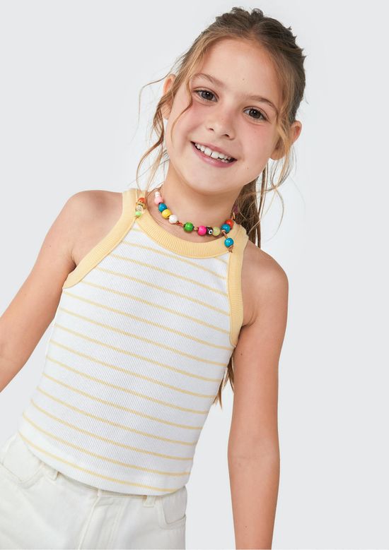Foto do produto: Regata Cropped Infantil Menina Em Ribana - Amarelo
