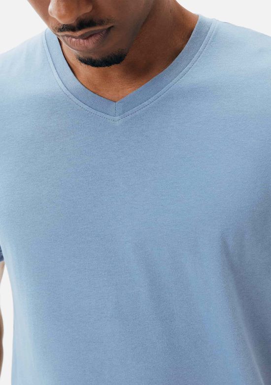 Foto do produto: Camiseta Básica Masculina Manga Curta Decote V World - Azul