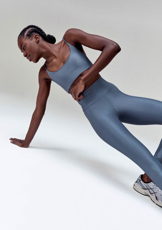 Foto do produto: Calça Legging Esportiva Brilho Com Proteção UV 50+ - Azul