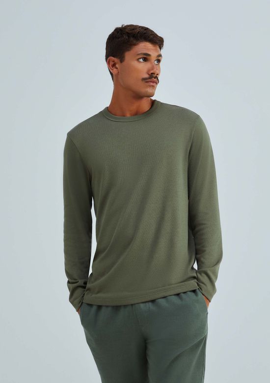 Foto do produto: Camiseta Masculina Manga Longa Em Algodão Peruano - Verde