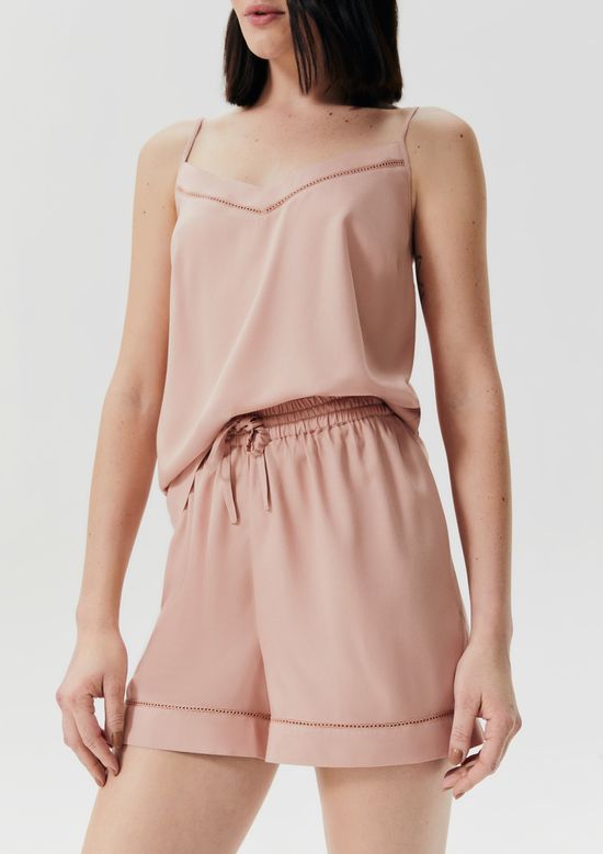 Foto do produto: Pijama Curto Feminino Com Renda - Rosa