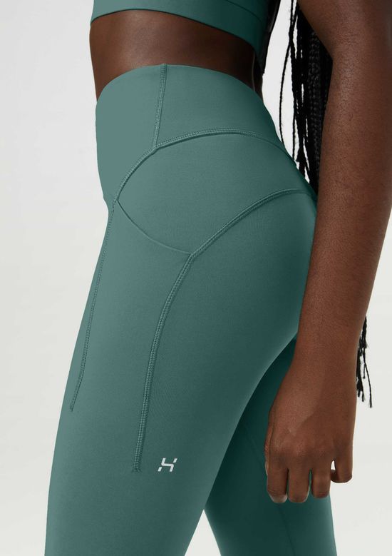 Foto do produto: Calça Legging Esportiva Feminina Com Costuras Contrastantes - Verde