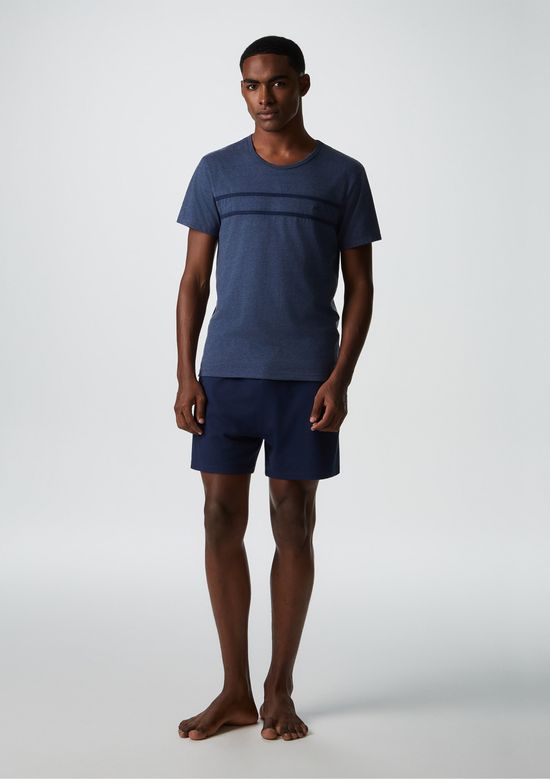 Foto do produto: Pijama Curto Masculino Em Algodão - Azul