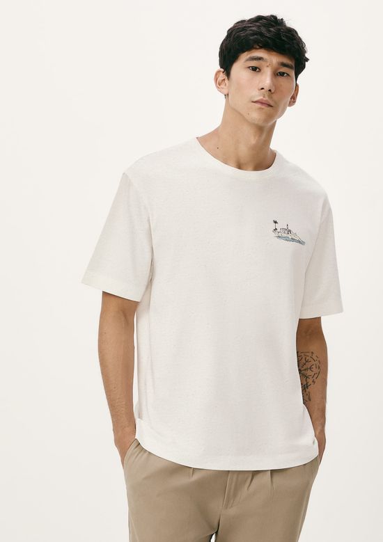 Foto do produto: Camiseta Masculina Manga Curta Com Estampa - Bege