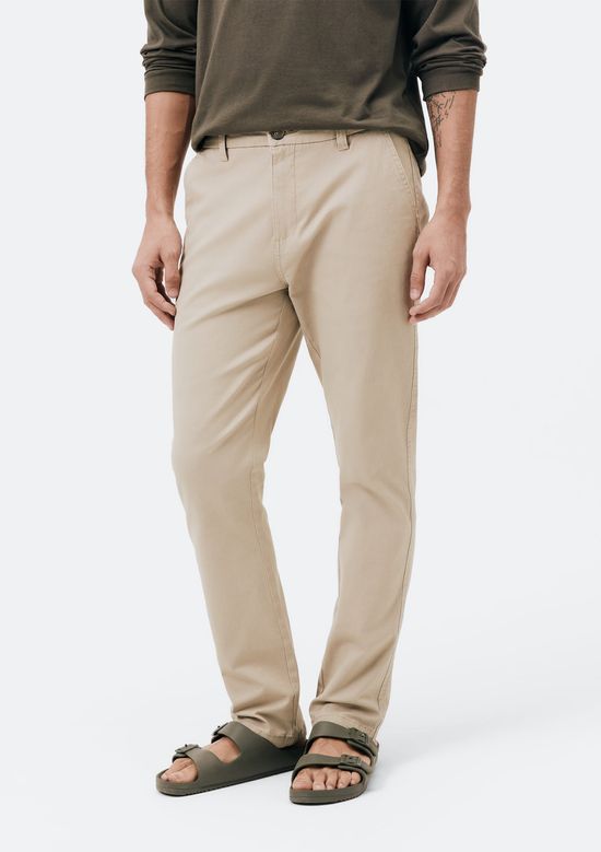 Foto do produto: Calça Básica Masculina Chino Slim Em Sarja Com Elastano - Bege