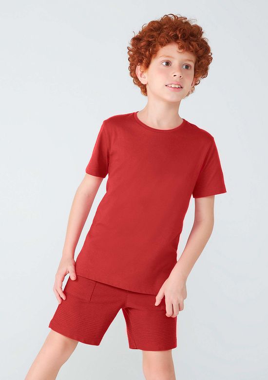 Foto do produto: Camiseta Básica Infantil Menino Manga Curta Slim - Vermelho