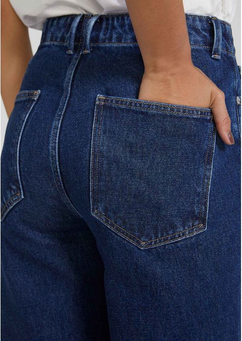 Calça Jeans Feminina Reta Cintura Alta - Azul Médio
