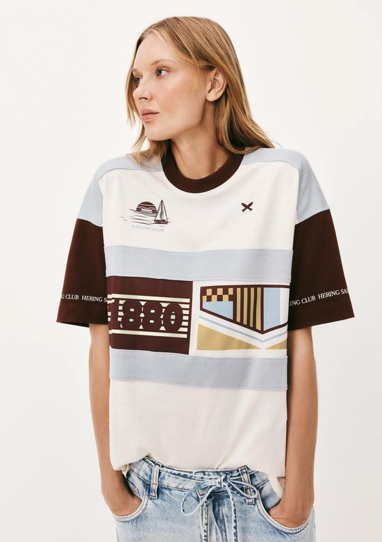 Foto do produto: Camiseta Feminina Oversized Estampada - Creme