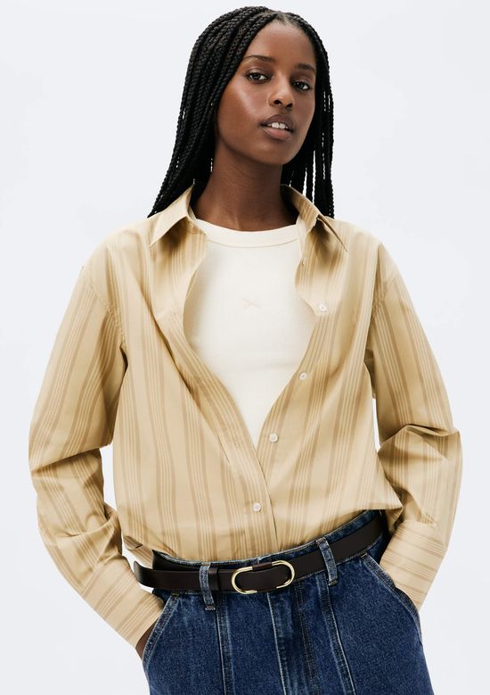 Foto do produto: Camisa Feminina Manga Longa Em Fio Tinto - Bege