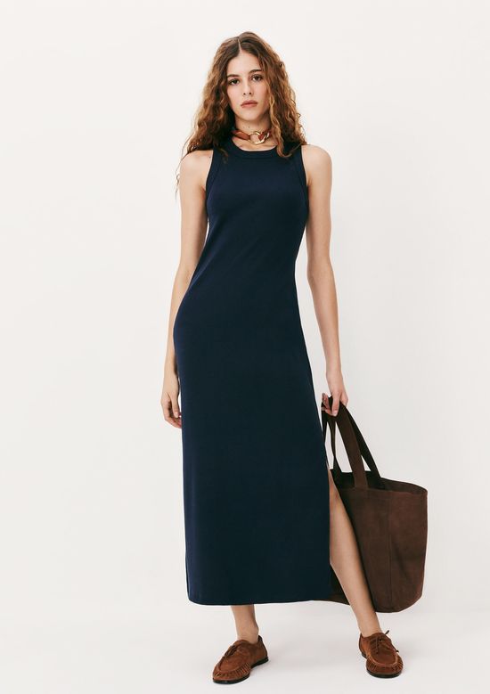 Foto do produto: Vestido Midi Em Ribana Canelada - Azul