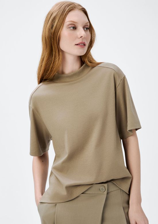 Foto do produto: Camiseta Feminina Manga Curta Em Algodão Peruano - Bege