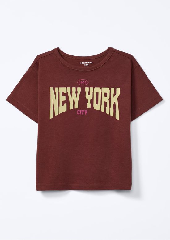 Foto do produto: Camiseta Infantil Menina Estampada Oversized - Marrom