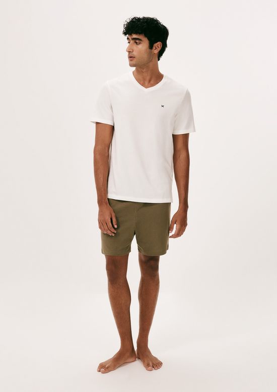 Foto do produto: Pijama Masculino Curto Em Algodão - Off white