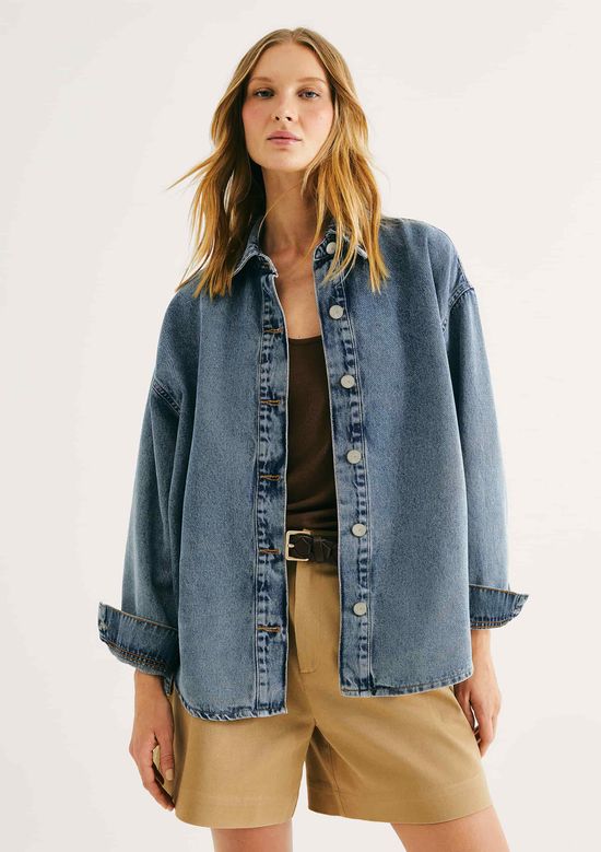 Foto do produto: Camisa Feminina Oversized Jeans - Azul