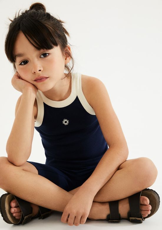 Foto do produto: Regata Cropped Infantil Menina Em Ribana - Azul