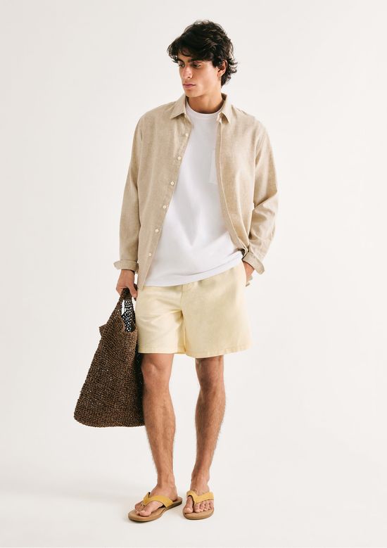 Foto do produto: Shorts Masculino Fio Tinto Com Linho - Amarelo