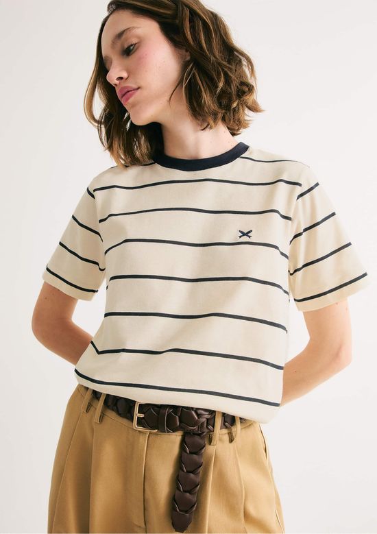 Foto do produto: Camiseta Feminina Fio Tinto Listrada - Azul