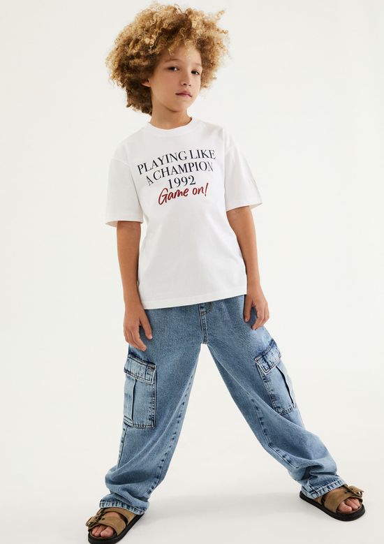 Foto do produto: Calça Infantil Menino Jeans Cargo - Azul