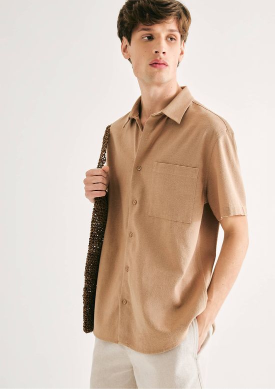 Foto do produto: Camisa Masculina Regular Manga Curta - Bege