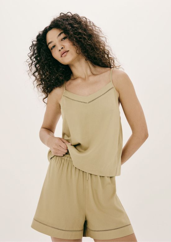 Foto do produto: Pijama Curto Feminino Com Renda - Bege