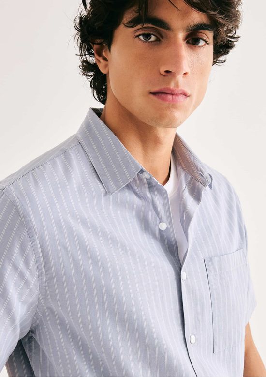 Foto do produto: Camisa Masculina Tricoline Fio Tinto - Azul