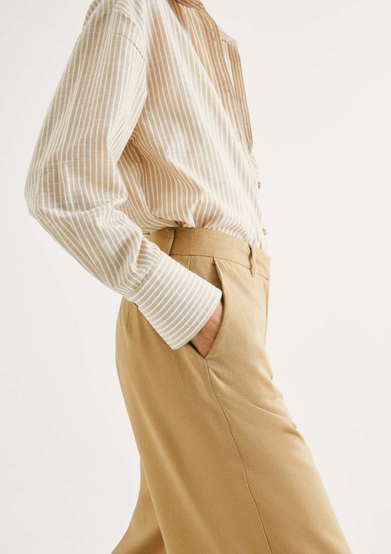 Foto do produto: Calça Feminina Reta Em Tecido Rústico - Bege