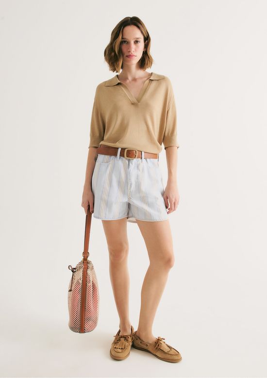 Foto do produto: Shorts Feminino Cintura Baixa Em Sarja - Azul