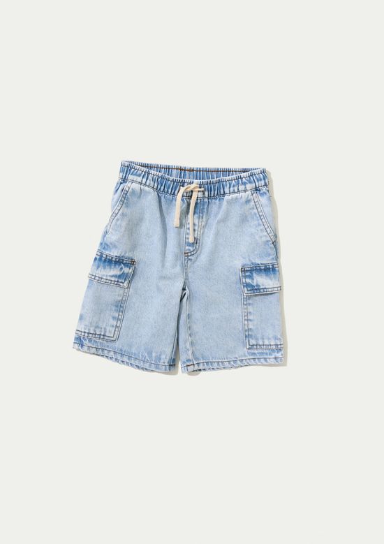 Foto do produto: Bermuda Infantil Menino Jeans Cargo - Azul