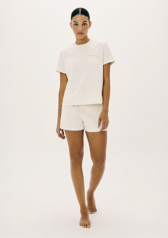 Foto do produto: Pijama Curto Feminino Com Linho - Creme