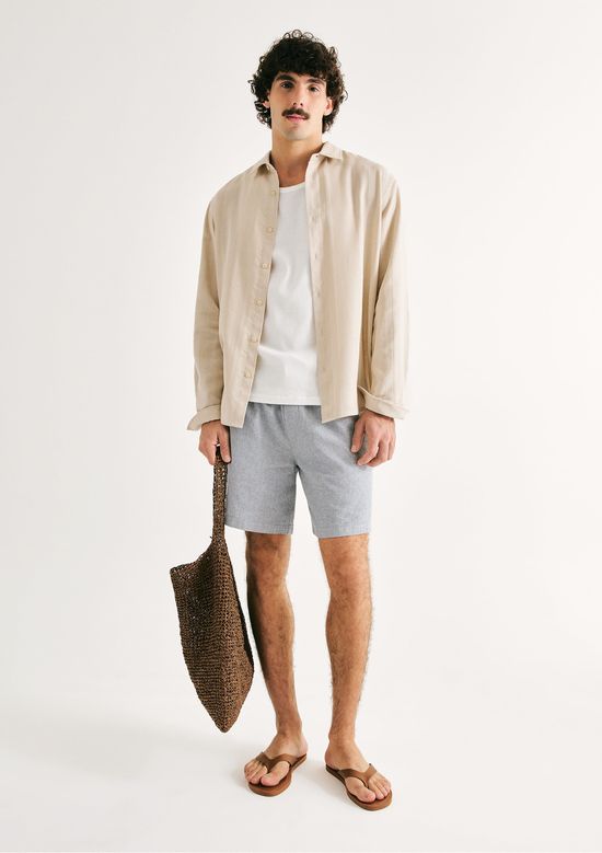 Foto do produto: Shorts Masculino Fio Tinto Com Linho - Azul