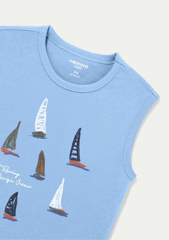 Foto do produto: Regata Infantil Menino Em Malha Com Estampa - Azul