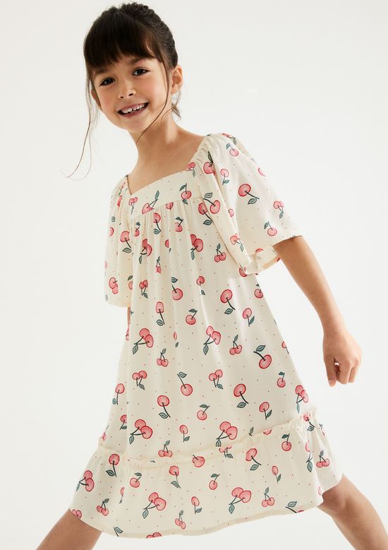 Foto do produto: Vestido Infantil Com Mangas Bufantes - Creme