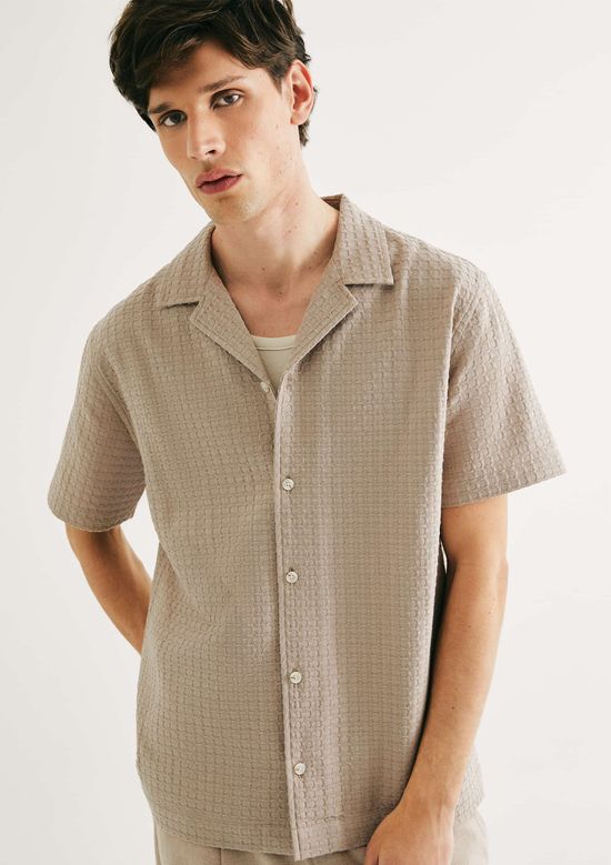 Foto do produto: Camisa Masculina Manga Curta Texturizada - Caqui