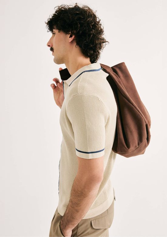 Foto do produto: Camisa Masculina Manga Curta Em Tricô - Bege