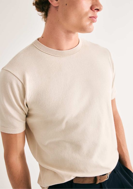 Foto do produto: Camiseta Masculina Manga Curta Em Tricô - Creme