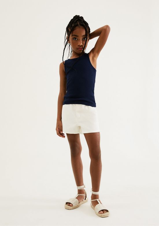 Foto do produto: Shorts Infantil Menina Barra Desfiada Em Sarja - Natural