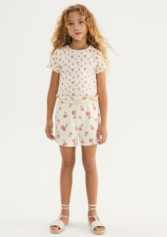 Foto do produto: Shorts Básico Infantil Menina Clochard Estampado - Off white