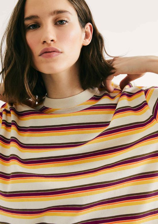 Foto do produto: Camiseta Feminina Box Listrada - Laranja