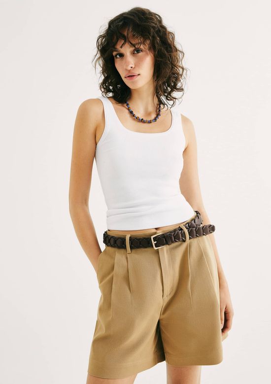 Foto do produto: Regata Feminina Decote Quadrado Em Ribana - Branco