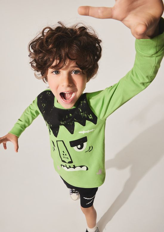 Foto do produto: Camiseta Fantasia Infantil Menino Frankenstein Halloween - Verde