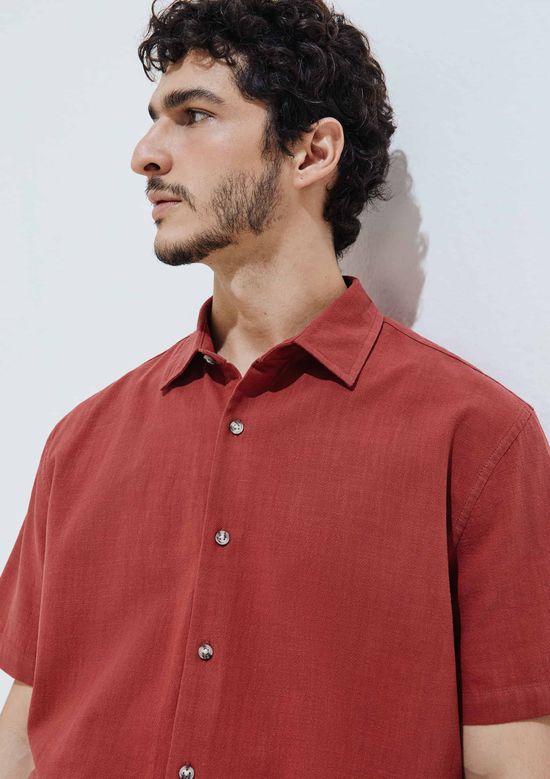 Foto do produto: Camisa Masculina Manga Curta Em Algodão - Vermelho