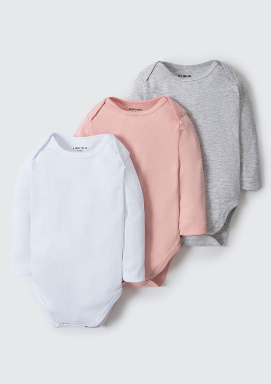 Foto do produto: Kit Com 3 Bodies Bebê Unissex Em Ribana - Multicolorido