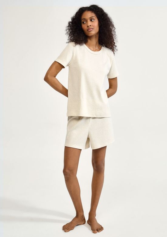 Foto do produto: Pijama Curto Feminino Oversized Com Linho - Off white
