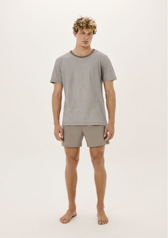 Foto do produto: Pijama Curto Masculino Com Linho - Bege