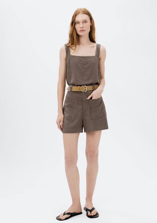 Foto do produto: Shorts Feminino Cintura Média Em Viscolinho - Bege