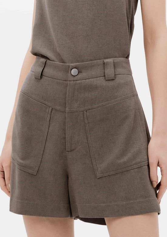 Foto do produto: Shorts Feminino Cintura Média Em Viscolinho - Bege